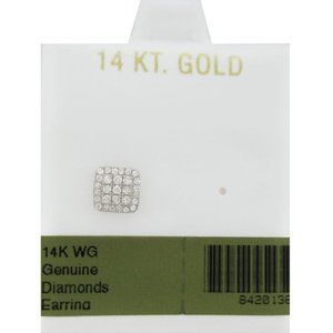 Genuine 0.56 Cts Diamonds Stud Single Earring 14K White Gold